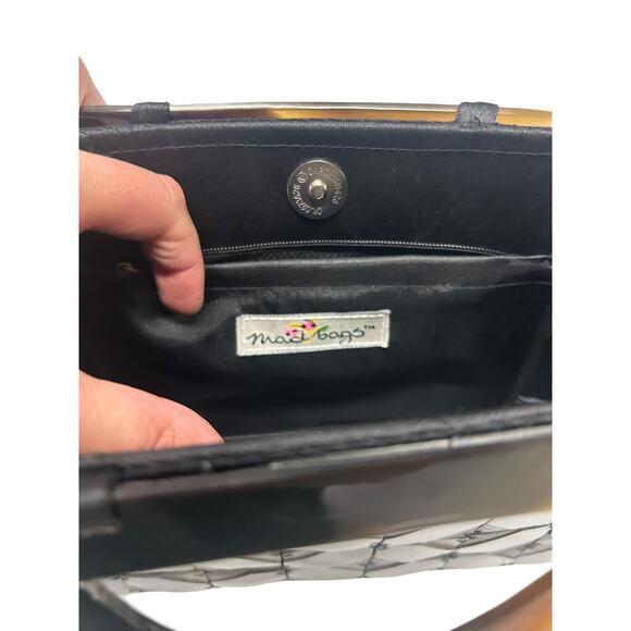 Y2K‎ Geometric Box Clutch Purse Black Lucite Handle Mad Bags Vietnam - Picture 5 of 11